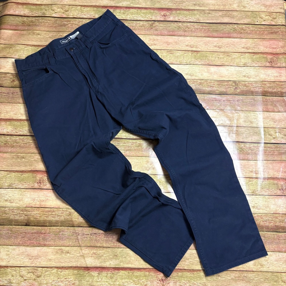 Carhartt Mens 34x34 Relaxed Fit Canvas Work Pants Navy Blue BN2517-M Stretch